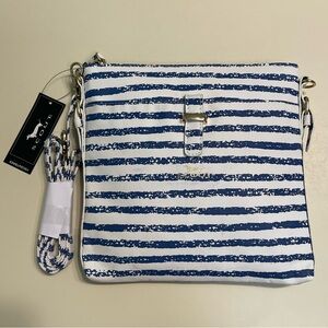 Scout Taylor Crossbody Bag Faux Leather Blue and White Stripes New with Tags